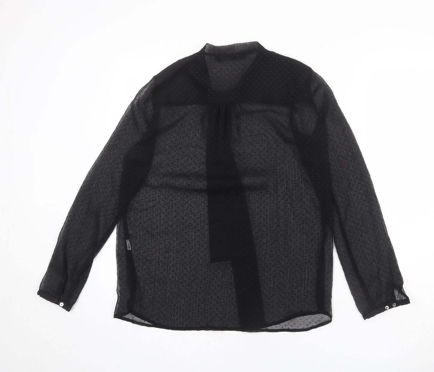 Zara Womens Black Geometric Polyester Basic Blouse Size M Crew Neck