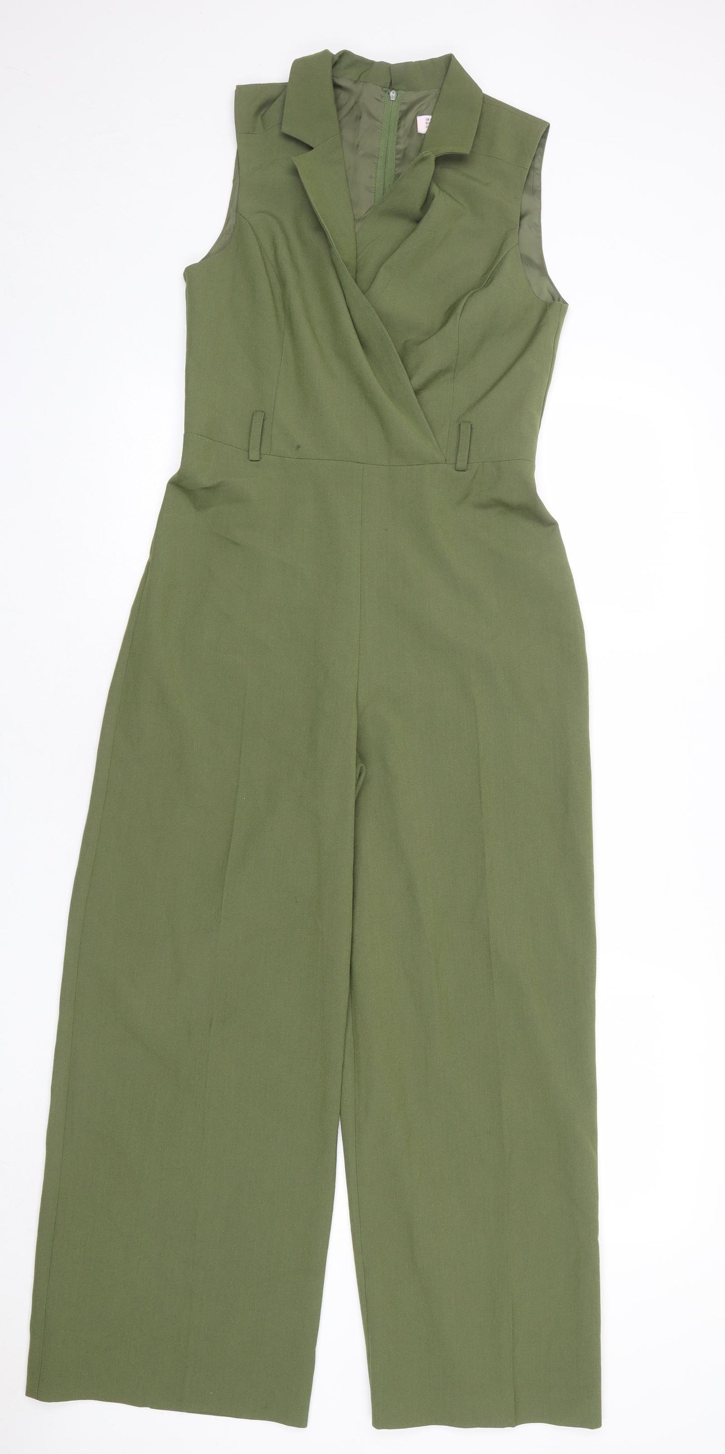 Miss Selfridge Womens Green Polyester Jumpsuit One-Piece Size 8 L26 in Zip