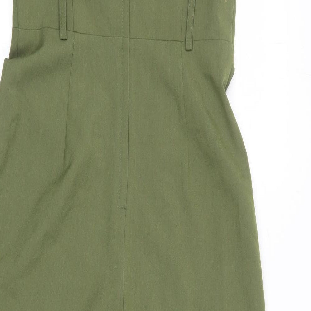 Miss Selfridge Womens Green Polyester Jumpsuit One-Piece Size 8 L26 in Zip