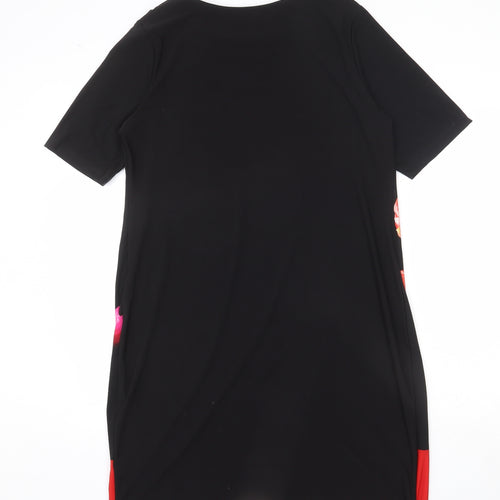 Debenhams Womens Black Floral Polyester A-Line Size 16 Round Neck Pullover