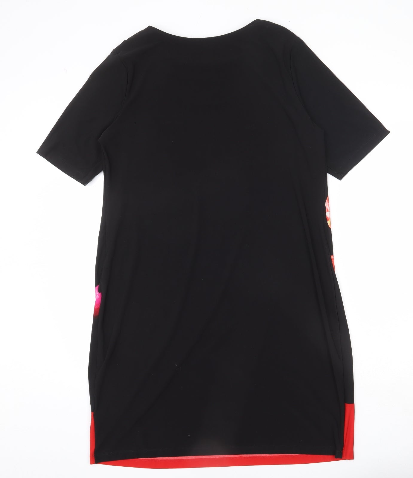 Debenhams Womens Black Floral Polyester A-Line Size 16 Round Neck Pullover