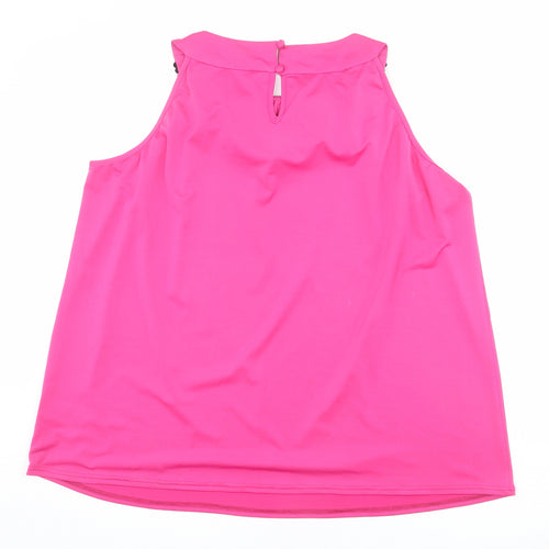 Savoir Womens Pink Polyester Basic Tank Size 24 Round Neck