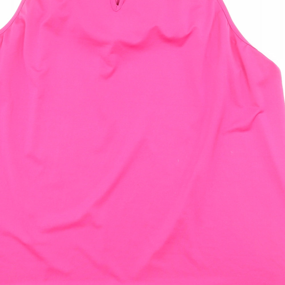 Savoir Womens Pink Polyester Basic Tank Size 24 Round Neck
