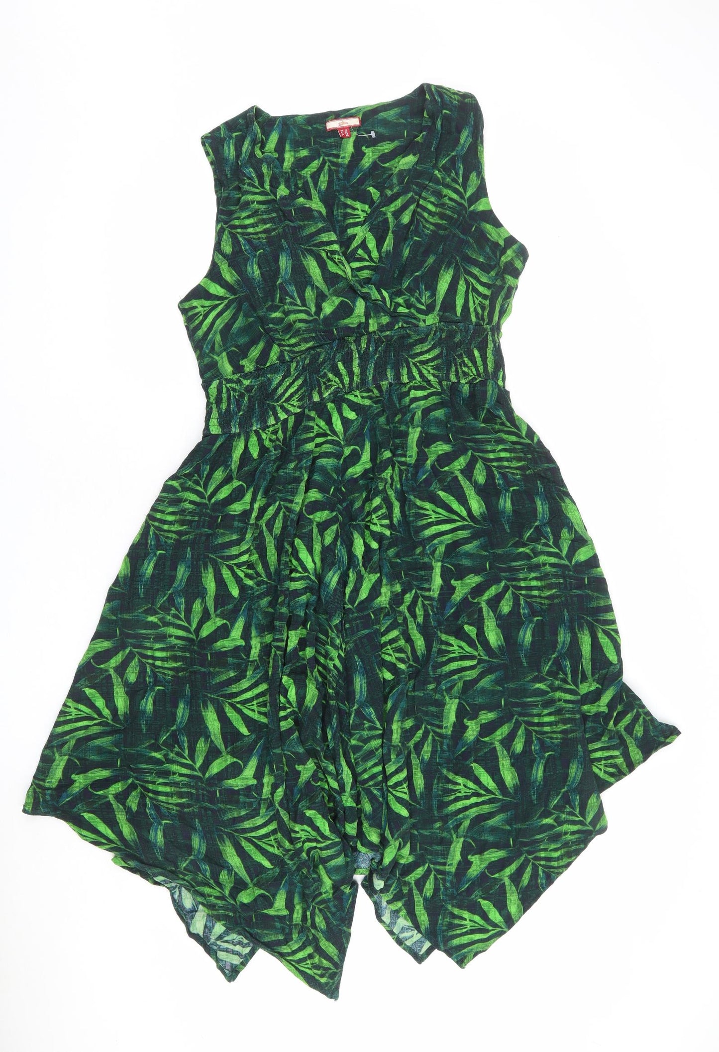 Joe Browns Womens Multicoloured Geometric Viscose Fit & Flare Size 16 V-Neck Pullover - Leaf pattern