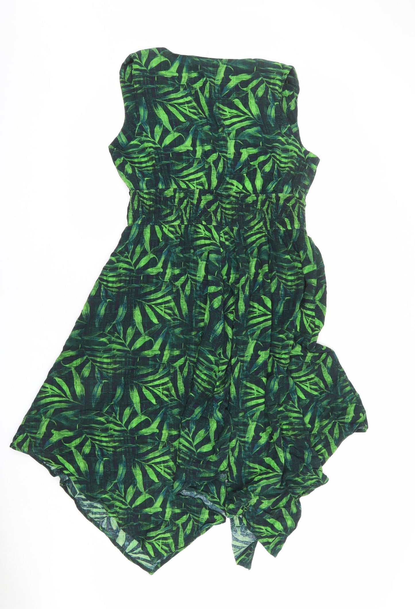 Joe Browns Womens Multicoloured Geometric Viscose Fit & Flare Size 16 V-Neck Pullover - Leaf pattern