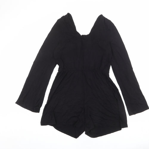 Monki Womens Black Polyester Playsuit One-Piece Size S L3 in Tie