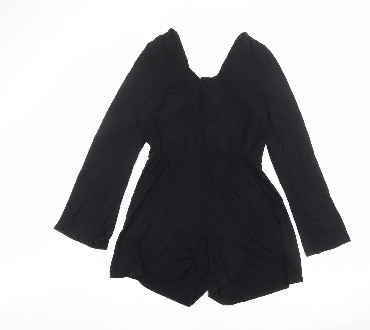 Monki Womens Black Polyester Playsuit One-Piece Size S L3 in Tie