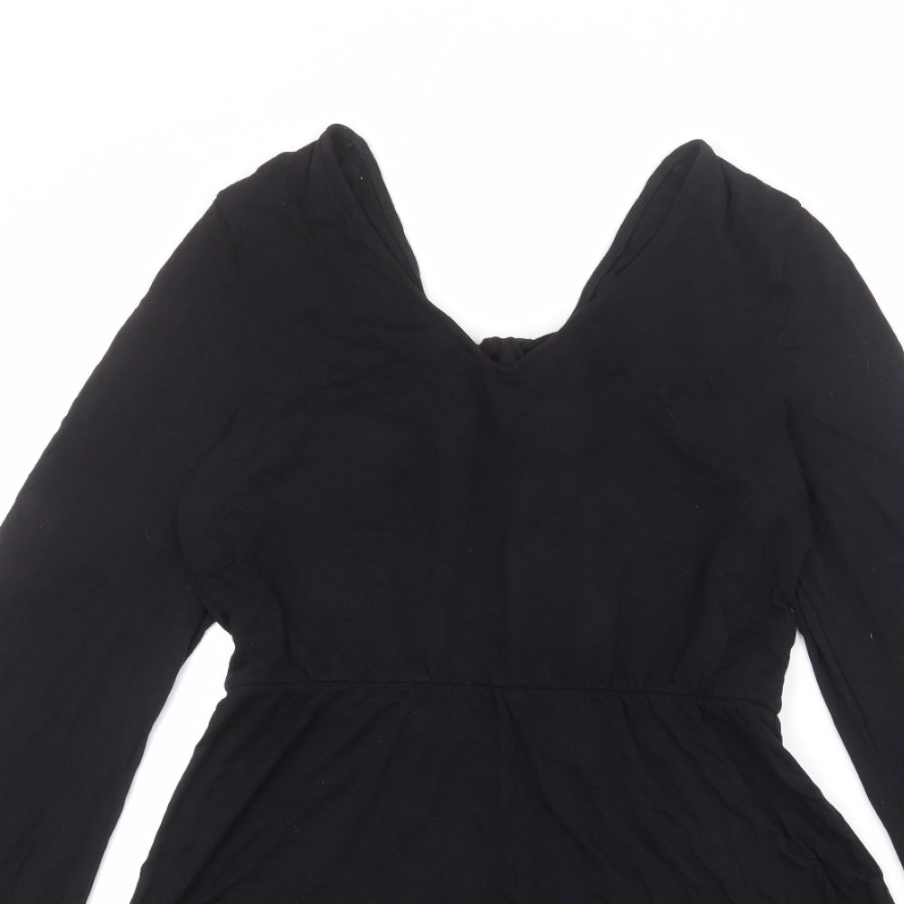 Monki Womens Black Polyester Playsuit One-Piece Size S L3 in Tie