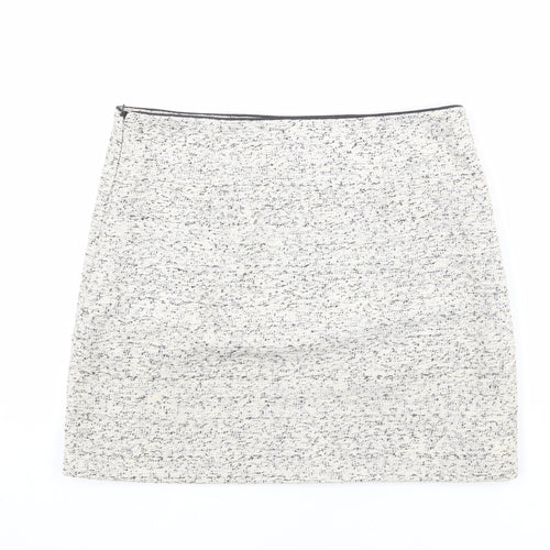 NEXT Womens Beige Cotton A-Line Skirt Size 12 Zip