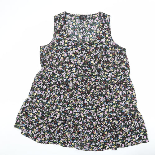 Yours Womens Multicoloured Floral Polyester A-Line Size 20 Scoop Neck Button