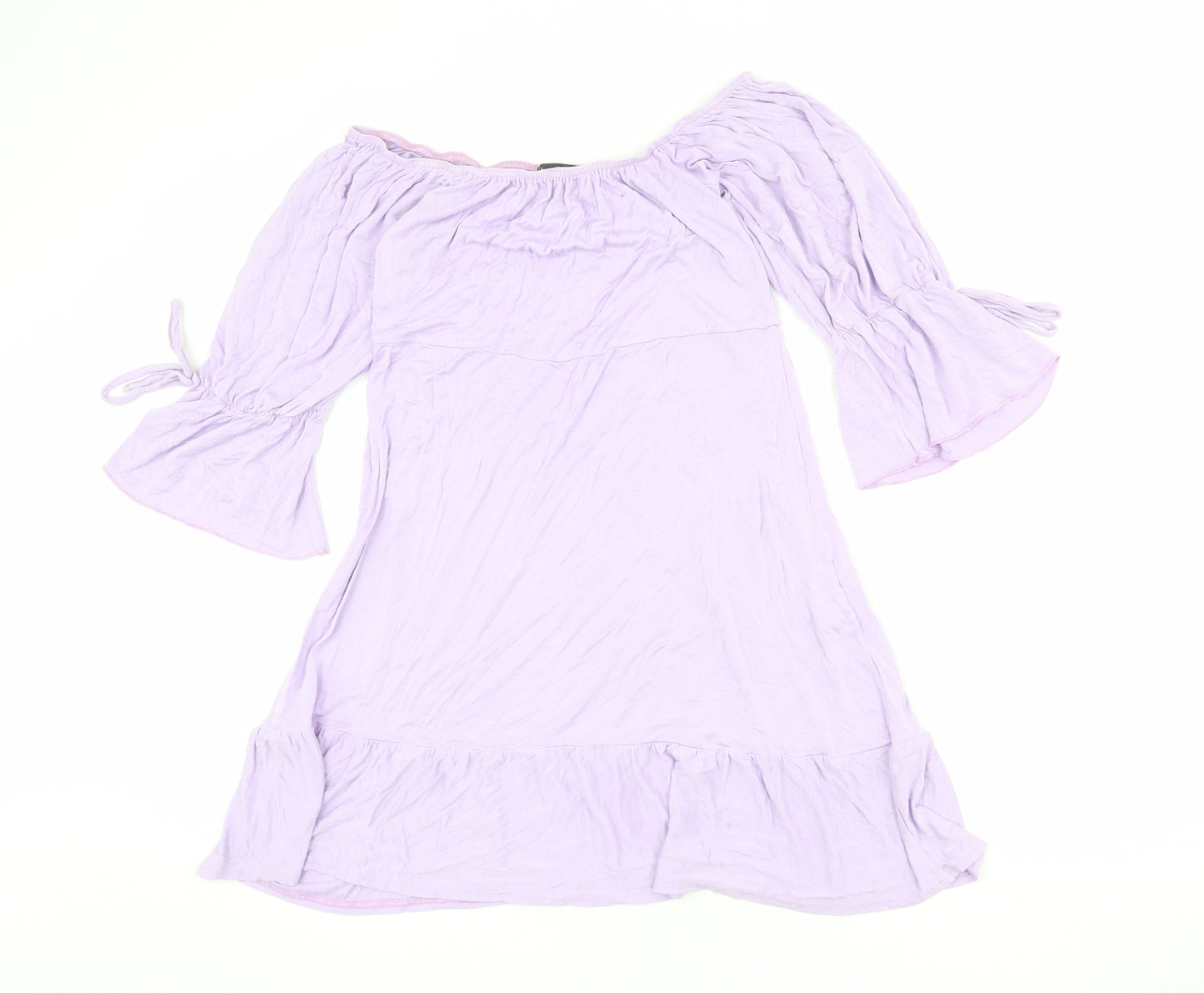 Boohoo Womens Purple Viscose Mini Size 14 Boat Neck Pullover