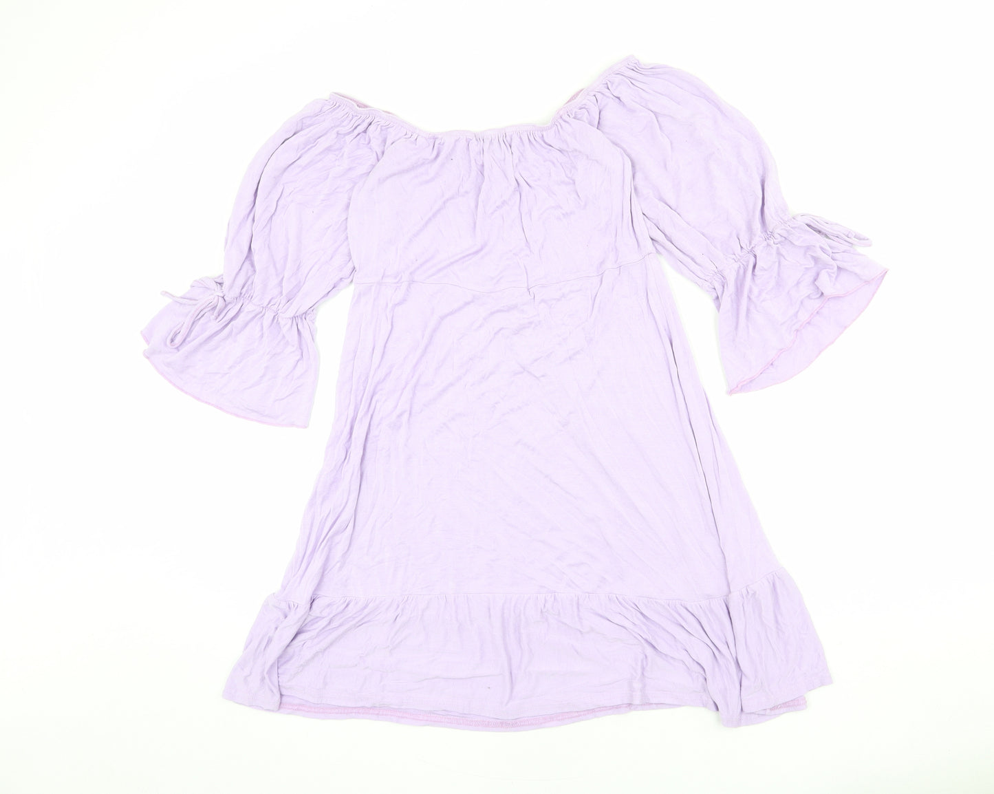 Boohoo Womens Purple Viscose Mini Size 14 Boat Neck Pullover