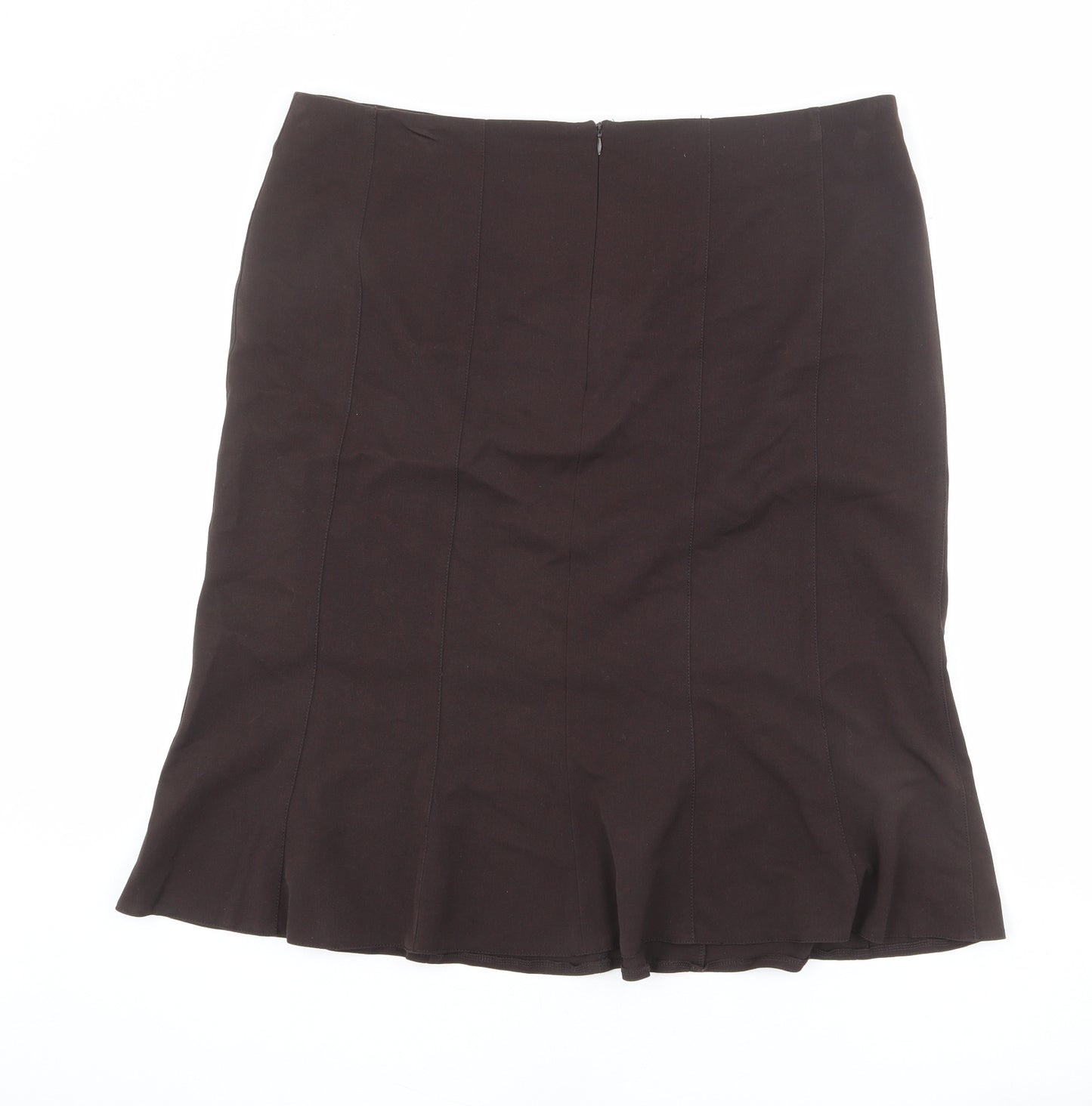 Bonmarché Womens Brown Polyester A-Line Skirt Size 18 Zip