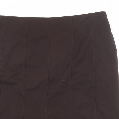 Bonmarché Womens Brown Polyester A-Line Skirt Size 18 Zip