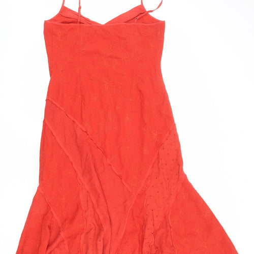 Per Una Womens Red Geometric Cotton A-Line Size 12 Sweetheart Pullover - Floral Panelling