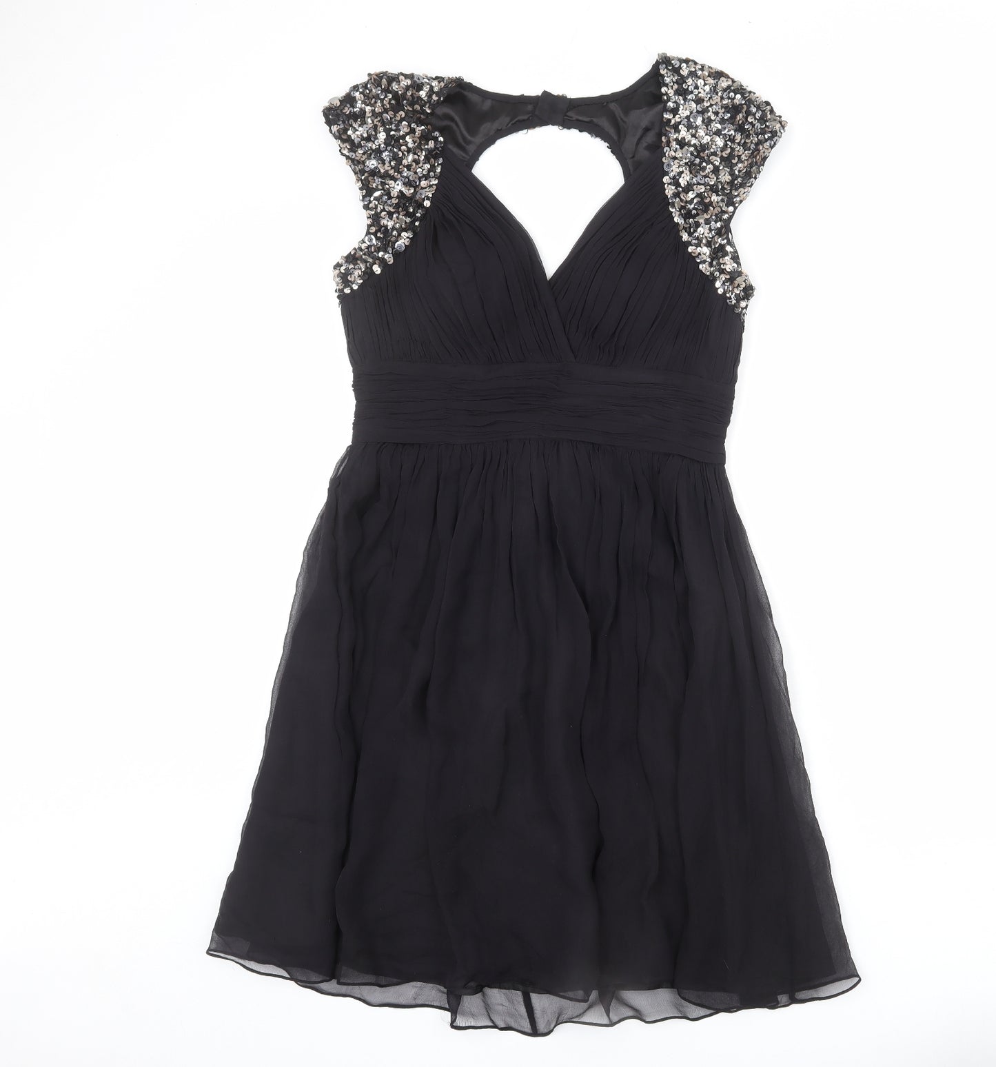 Scala Womens Black Silk Fit & Flare Size 10 Sweetheart Zip
