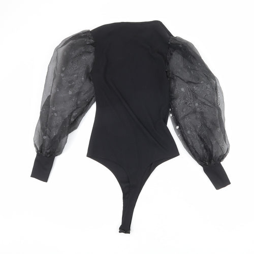 Pink Vanilla Womens Black Polyester Bodysuit One-Piece Size 8 Snap