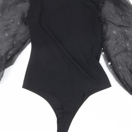 Pink Vanilla Womens Black Polyester Bodysuit One-Piece Size 8 Snap