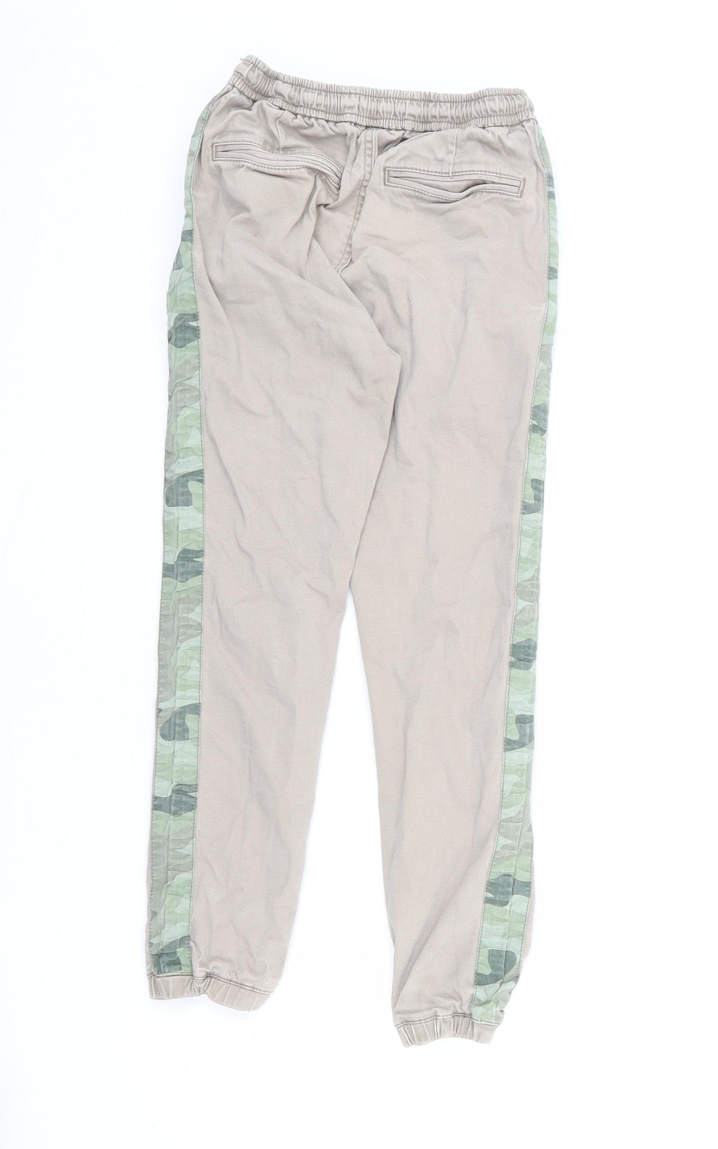 Boden Boys Beige Camouflage Cotton Jogger Trousers Size 9 Years L21 in Regular Drawstring