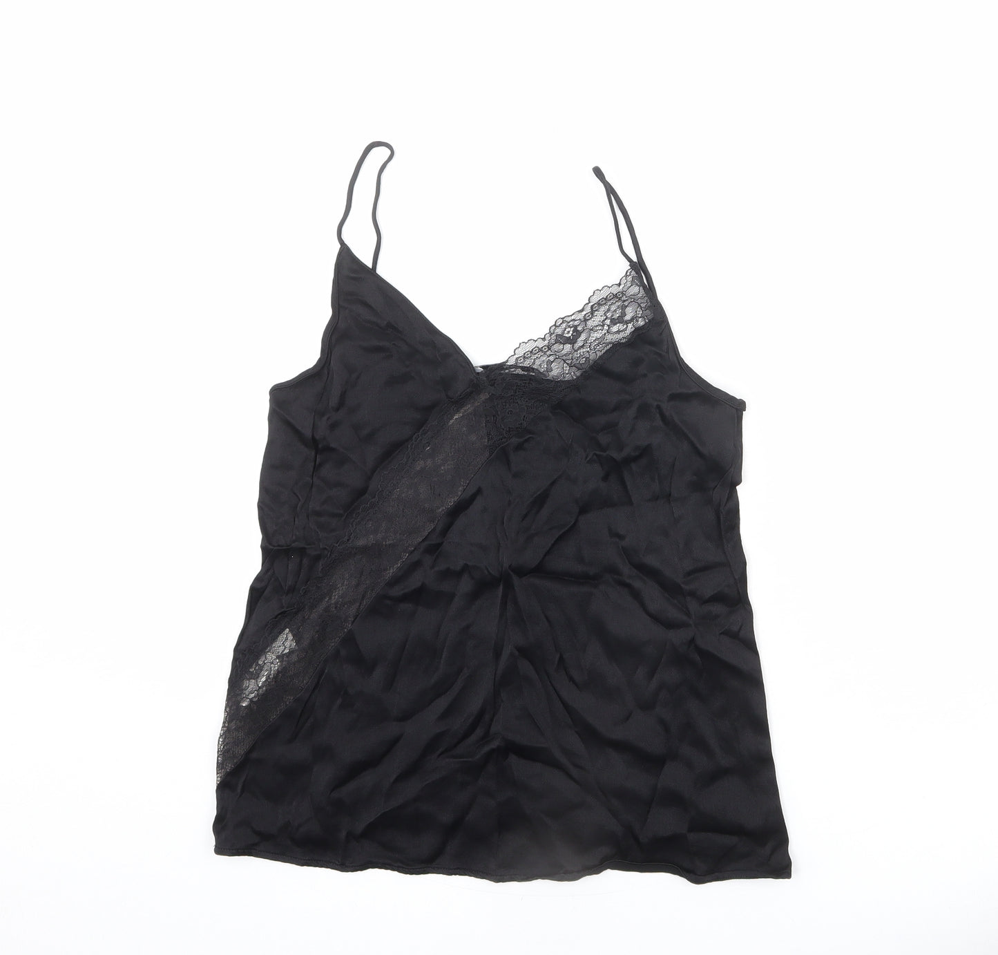 Mango Womens Black Viscose Camisole Tank Size S Sweetheart - Lace Detail
