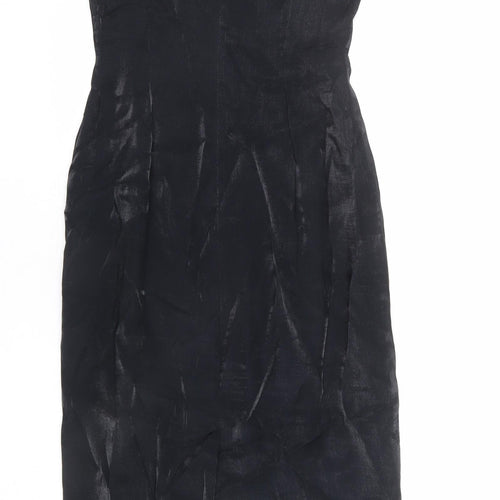 Monsoon Womens Black Viscose Maxi Size 12 Boat Neck Zip