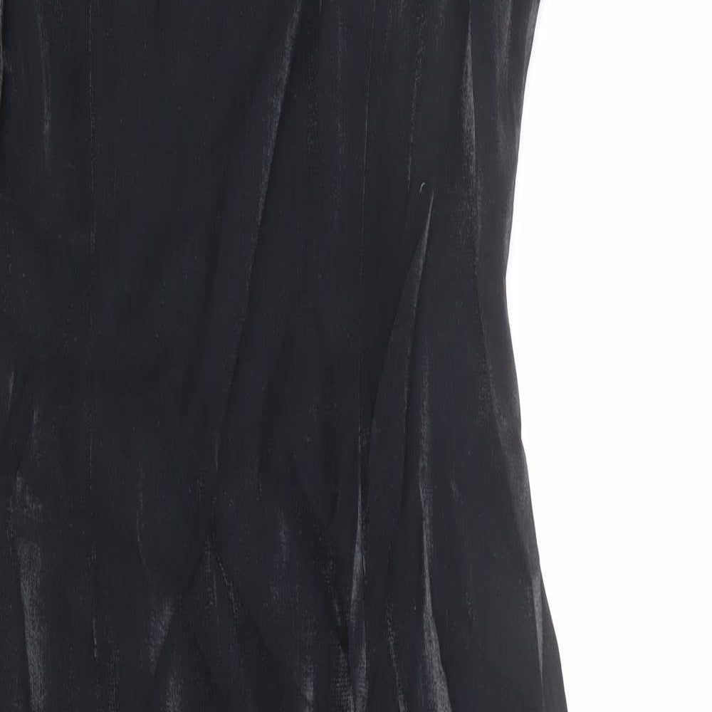 Monsoon Womens Black Viscose Maxi Size 12 Boat Neck Zip