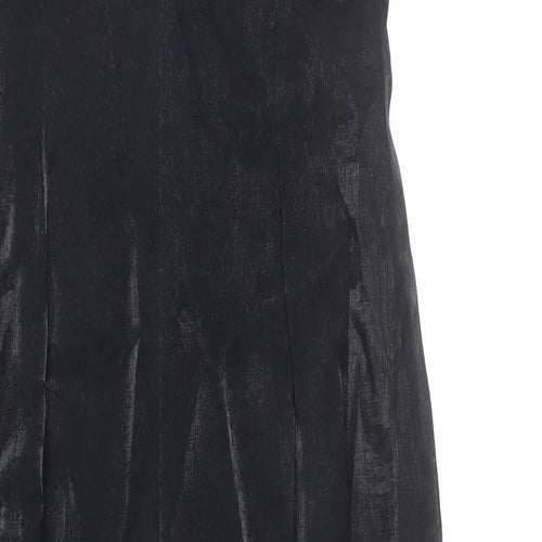 Monsoon Womens Black Viscose Maxi Size 12 Boat Neck Zip