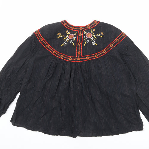 Sfera Womens Black Polyester Basic Blouse Size M Round Neck