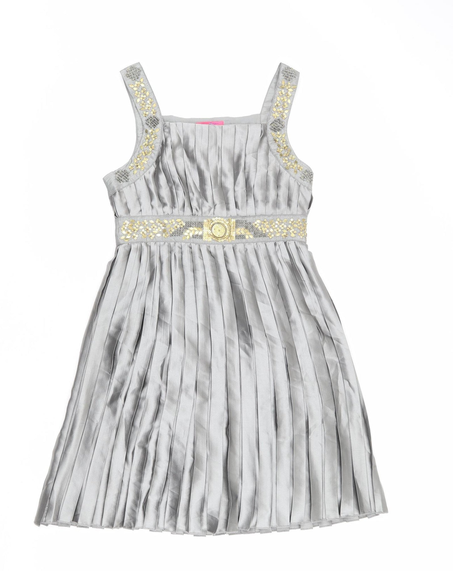 Monsoon Womens Grey Polyester A-Line Size 10 Square Neck Zip