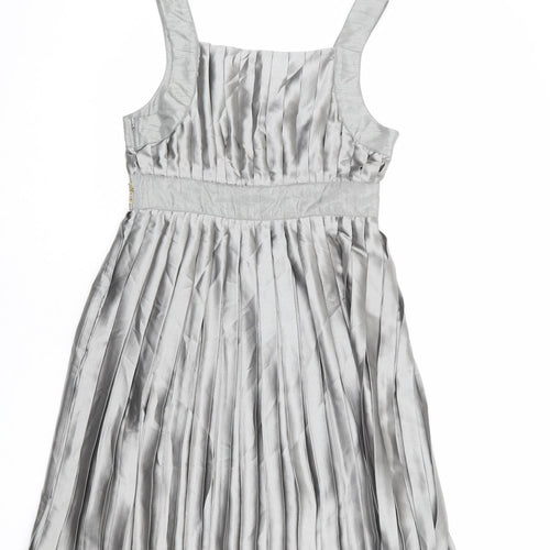 Monsoon Womens Grey Polyester A-Line Size 10 Square Neck Zip
