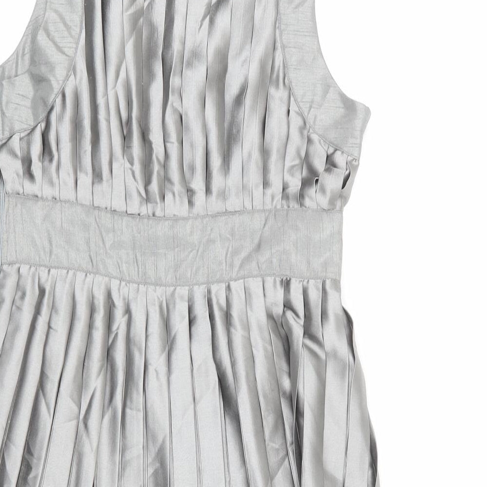 Monsoon Womens Grey Polyester A-Line Size 10 Square Neck Zip