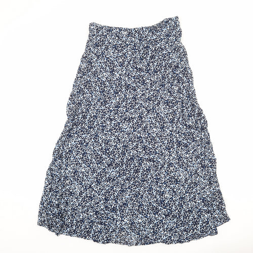 Marks and Spencer Womens Blue Geometric Viscose A-Line Skirt Size 8