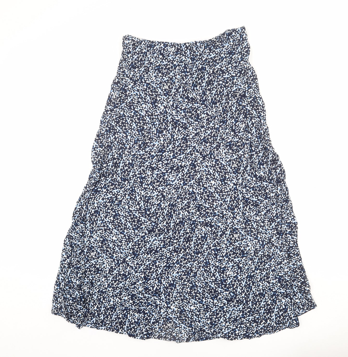 Marks and Spencer Womens Blue Geometric Viscose A-Line Skirt Size 8