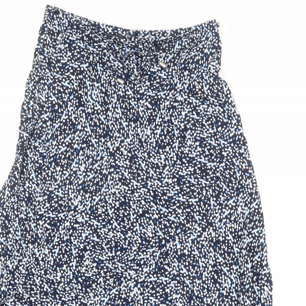 Marks and Spencer Womens Blue Geometric Viscose A-Line Skirt Size 8