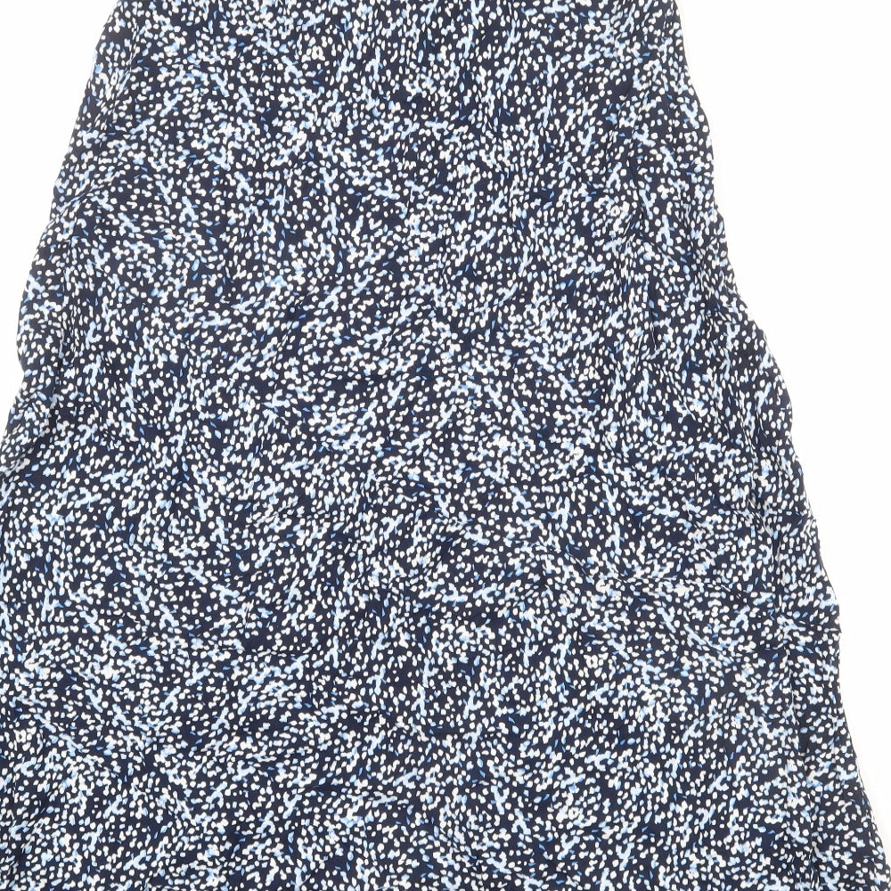 Marks and Spencer Womens Blue Geometric Viscose A-Line Skirt Size 8