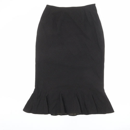 Alex & Co Womens Black Polka Dot Polyester Trumpet Skirt Size 10 Zip