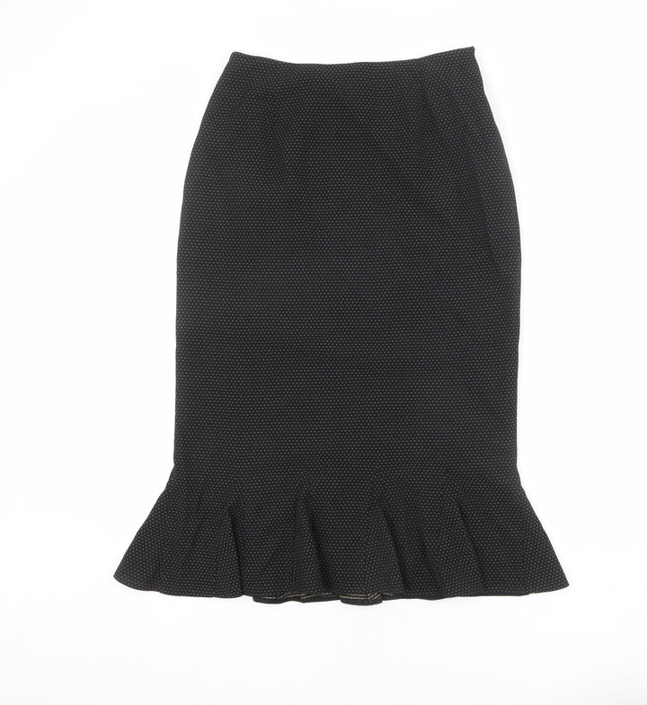 Alex & Co Womens Black Polka Dot Polyester Trumpet Skirt Size 10 Zip