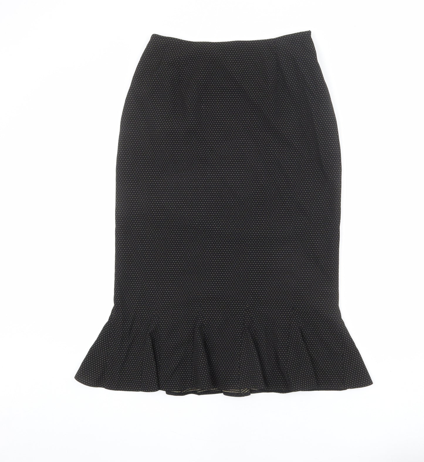 Alex & Co Womens Black Polka Dot Polyester Trumpet Skirt Size 10 Zip