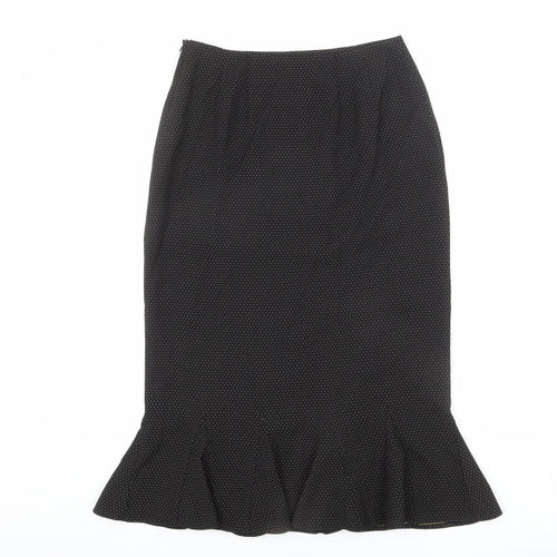 Alex & Co Womens Black Polka Dot Polyester Trumpet Skirt Size 10 Zip