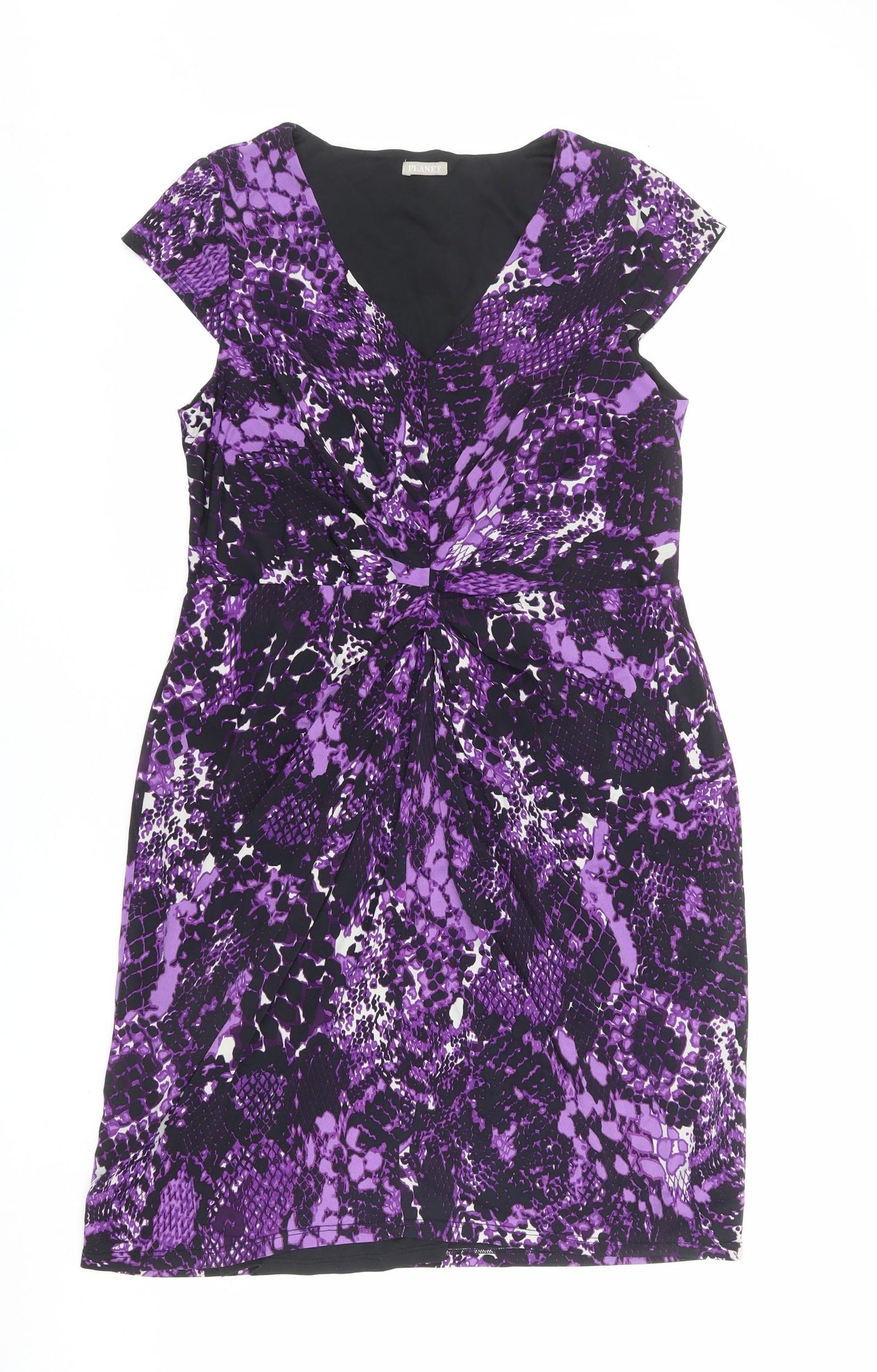 Planet Womens Multicoloured Animal Print Polyester Shift Size 16 V-Neck Pullover - Snakeskin pattern