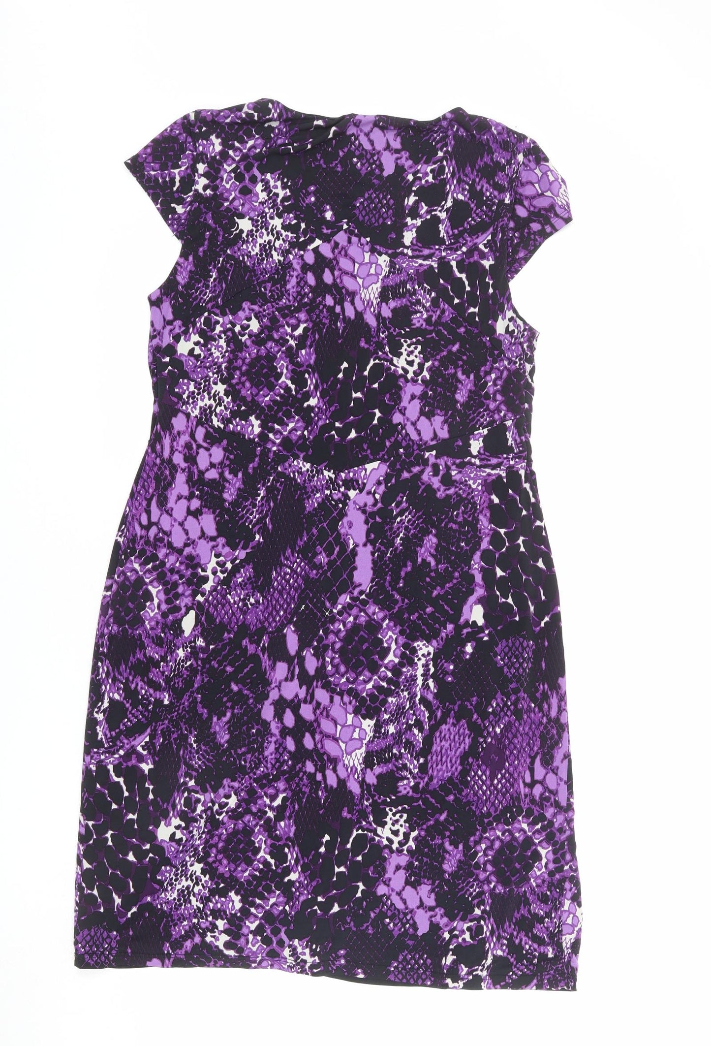 Planet Womens Multicoloured Animal Print Polyester Shift Size 16 V-Neck Pullover - Snakeskin pattern