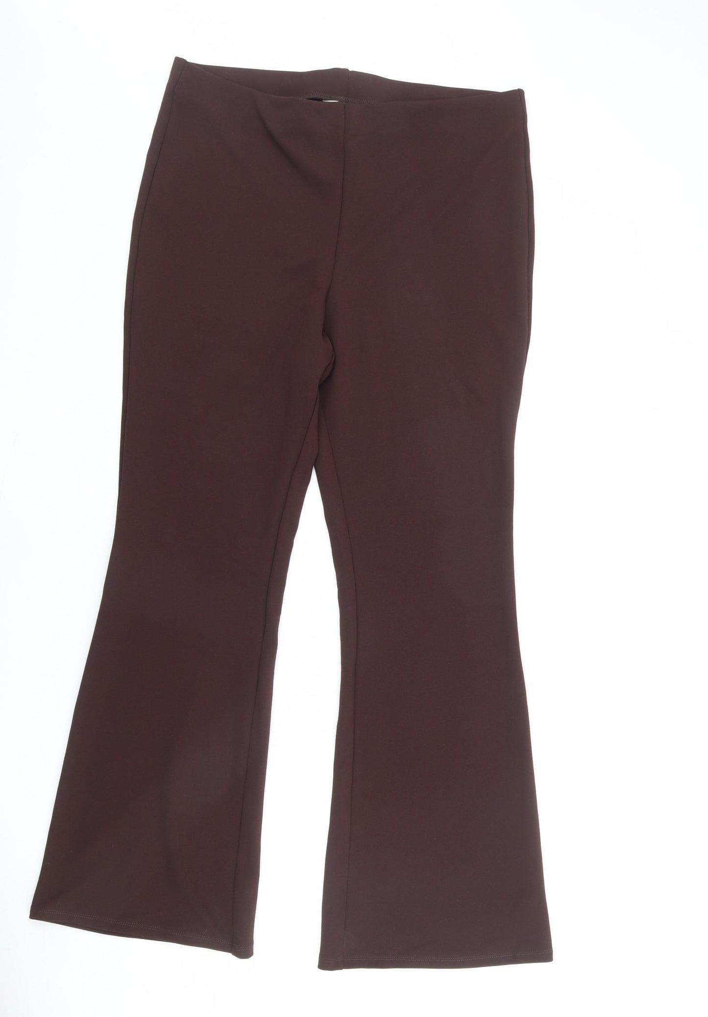 H&M Womens Brown Polyester Trousers Size XL L29 in Regular