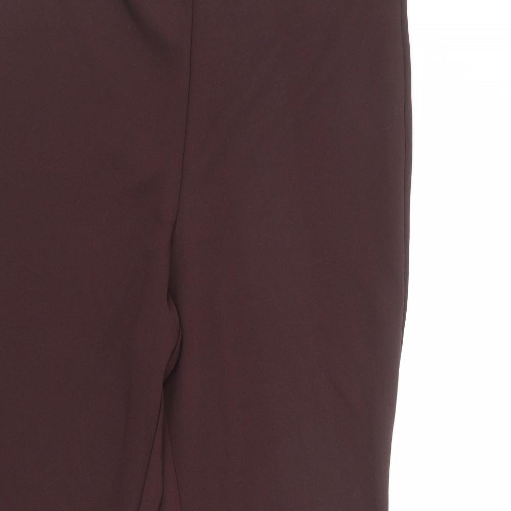 H&M Womens Brown Polyester Trousers Size XL L29 in Regular