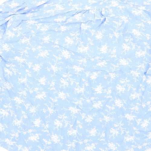 Per Una Womens Blue Floral Viscose Basic Blouse Size 8 V-Neck