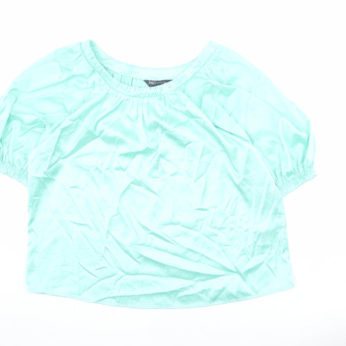 Marks and Spencer Womens Green Polyester Basic Blouse Size 6 Round Neck
