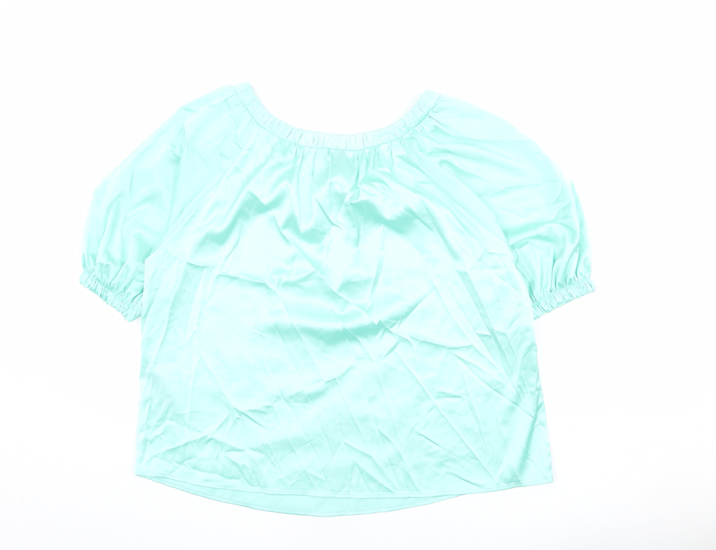 Marks and Spencer Womens Green Polyester Basic Blouse Size 6 Round Neck