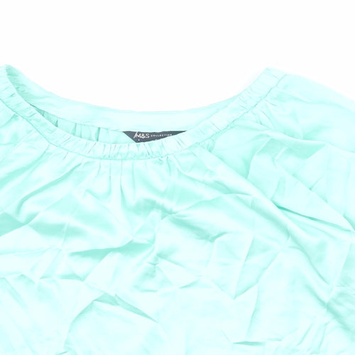 Marks and Spencer Womens Green Polyester Basic Blouse Size 6 Round Neck
