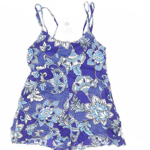 Select Womens Blue Floral Viscose Playsuit One-Piece Size 10 L3 in Pullover