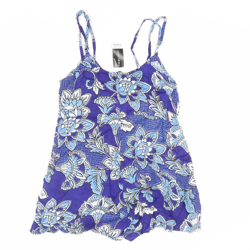 Select Womens Blue Floral Viscose Playsuit One-Piece Size 10 L3 in Pullover