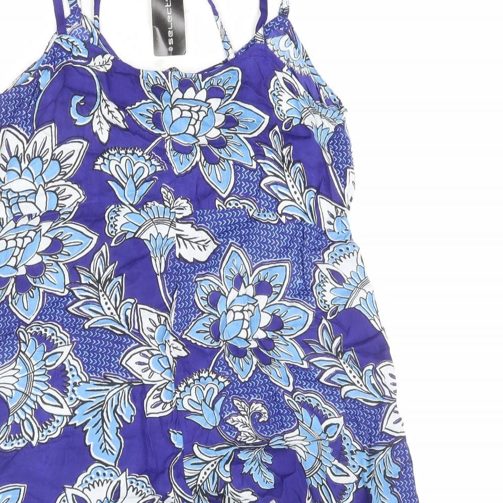 Select Womens Blue Floral Viscose Playsuit One-Piece Size 10 L3 in Pullover